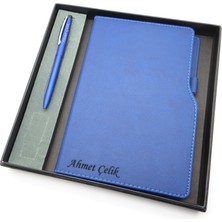 Signator® Codex | N230 Kişiye Özel Defterli Set - Scrikss Isme Özel Mavi Kalem + Isme Özel Mavi Defter | Isme Özel Kutusunda Hediyelik Set