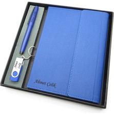 Signator® Codex | N377 Kişiye Özel Defterli Set - Isme Özel Mavi Kalem + Isme Özel Mavi Defter + Isme Özel 32 GB USB Bellek | Isme Özel Kutusunda Hediyelik Set