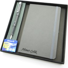 Signator® Codex | N299 Kişiye Özel Defterli Set - Isme Özel Gri Dolma Kalem + Isme Özel Gri Defter + Yedek Kartuş| Isme Özel Kutusunda Hediyelik Set