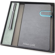 Signator® Codex | N291 Kişiye Özel Defterli Set - Isme Özel Siyah Kalem + Isme Özel Siyah Defter | Isme Özel Kutusunda Hediyelik Set