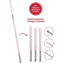 Mediterian Çok amaçlı 3 parçalı vidalı mop sapı, soft pembe renk, yerli temizlik seti