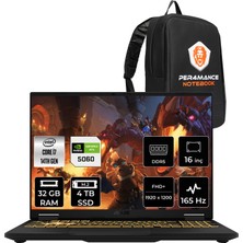 Asus Tuf Gaming F16 i7 14650HX RTX 5060 8GB Gaming Laptop 32GB RAM 4TB SSD 16" FHD+ 165Hz FreeDOS + Per4 Çanta FX608JMRRV024P320