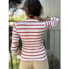 Polo Yaka Çizgili Kaşkorse Bluz