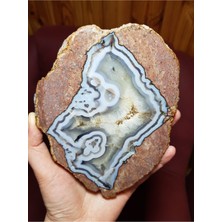 Nadir Mavi Dantel Bantlı Zarif Thunderegg Akik Dilimi, (Doğal Taş, Değerli Taş, Kristal)