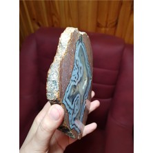 Nadir Mavi Dantel Bantlı Zarif Thunderegg Akik Dilimi, (Doğal Taş, Değerli Taş, Kristal)