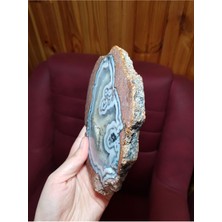 Nadir Mavi Dantel Bantlı Zarif Thunderegg Akik Dilimi, (Doğal Taş, Değerli Taş, Kristal)