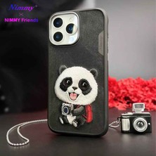 iPhone 16 Pro Max Uyumlu 3D Göz Panda Detaylı Gerçek Nakış İşlemeli Kabartmalı New Big Eyes Kılıf