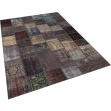 Kahverengi-Vizon Doğal Dokuma Patchwork Halı