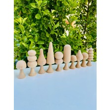 Carveni Waldorf Montessori Doğal Ahşap Ağaç Seti 10'lu Masif