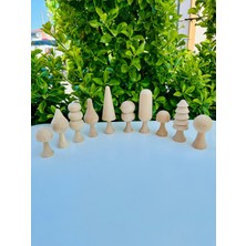Carveni Waldorf Montessori Doğal Ahşap Ağaç Seti 10'lu Masif