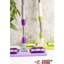 Mediterian Mor teleskobik mikrofiber mop ve yedek bez temizlik seti, kolay kullanım