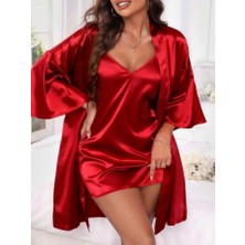 Real Passione Saten Sabahlık Gecelik Takım