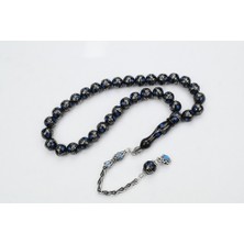 Oltu Taşı Küre Mavi Yıldız Işlemeli Tespih