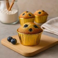 25 Adet Gold Altın Sarısı Parlak Metalize Muffin Kek Kalıbı Kabı, Cupcake Kapsülü 6,5X4X5 cm