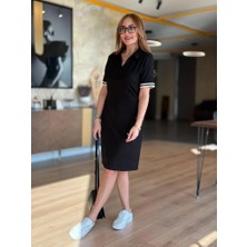 Kadın Kısa Kollu V Yakalı Viskon Iki Iplik Elbise