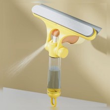 Mediterian 3 Fonksiyonlu Oynar Başlıklı Cam Temizlik Aleti, Spreylı Su Hazneli, Saplı