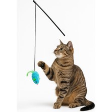 Ses Çıkaran Peluş Fareli Kedi Oltası – Interaktif Oyuncak