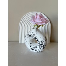 El Yapımı Modern Halka Formlu Beyaz Mini Vazo - Donut Vazo