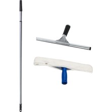 Mediterian Metal Cam Çekpas Çek Çek 35 cm Mikrofiber Peluş Teleskobik Uzatmalı Sap 2 mt Cam Temizlik Seti
