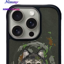 iPhone 16 Pro Max Uyumlu Magsafe Özellikli Gerçek Nakış İşlemeli Kurt Desenli Dazzling  Kılıf