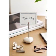 Beton Kalp Masaüstü Not ve Fotoğraf Tutucu – Aligator Klipsli (Bej - Kırık Beyaz)