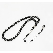 Oltu Taşı Kare Baklava Desenli  Imame Gümüş Işleme Sade Tespih