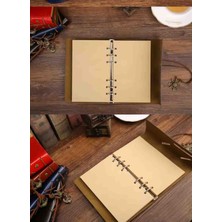 Deri Kapaklı Vintage Defter Vip Kalem Hediyeli Kraft Sayfa Günlük Not Ajanda Anı Hatıra Defteri