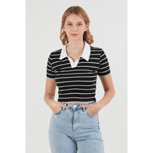 Çizgili Polo Yaka Tişört