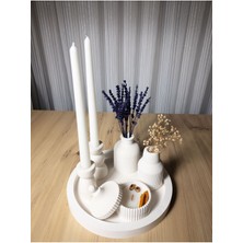 2’li Şamdanlı Kokulu Mum ve Çiçekli Vazo Seti (Her Şey Dahil)