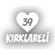Kalpli 39 Kırklareli Araba Sticker 17X17 cm Beyaz
