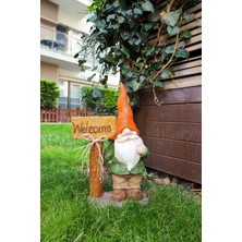 Welcome Cüce Heykel, Bahçe Dekorasyonu, Kapı Süsü, Balkon Biblo Dekor, Ev Hediyesi, Cüce Biblo