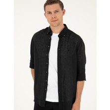 Cacharel Siyah Slim Fit %100 Keten Gömlek 50284823 VR046