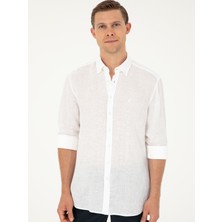 Cacharel Erkek Beyaz Regular Fit %100 Keten Gömlek 50284823-VR013