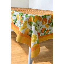 Turuncu Ekose Masa Örtüsü 110 x 150 cm Portakal Desenli Dertsiz Kumaş