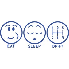 Eat Sleep Drift Araba Sticker 17X17 cm Mavi
