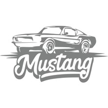 Mustang Araba Silüet Sticker 17X17 cm Gri
