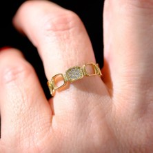 Fasek Gold Gümüş Yüzük - Kapalıçarşı Kare Sıralı 925 Ayar Tasarım Gümüş Yüzük