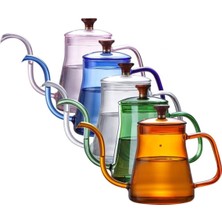 Jesse - Cam Borosilikat Kettle Ibrik 600 ml Ateşe Dayanıklı Turuncu Pitcher