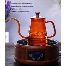 Jesse - Cam Borosilikat Kettle Ibrik 600 ml Ateşe Dayanıklı Turuncu Pitcher