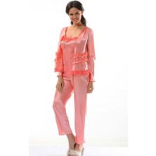 Nar Çiçeği Saten Pijama Takımı - 1413 - Beden Xl Drstr
