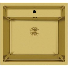 Crauf Poli 6301 Pvd Altın Tek Gözlü 51X58 cm Paslanmaz Çelik Mutfak Eviyesi