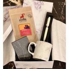 Giftmoda Beyaz Mermer Filtre Kahve Sevgiliye Hediye Seti