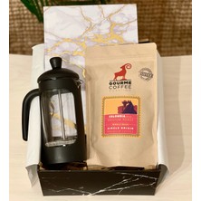 Giftmoda Altın Varak Tasarımlı Ajanda French Press & Filtre Kahveli Sevgiliye Hediye Seti