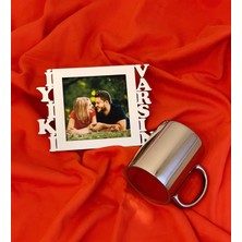 Giftmoda İyiki Varsın Fotoğraf Standlı Mdf Gümüş Çerçeve Ve Gümüş Kupa Set