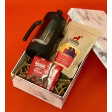Giftmoda Özel Kutulu Çikolata French Press & Filtre Kahve Kadınlara Özel Hediye Seti
