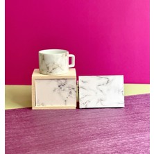 Giftmoda Beyaz Mermer Tasarımlı Mini Fotoğraf Albümü ve Kutulu Kupa