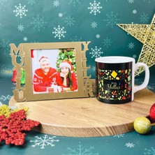 Giftmoda Mutlu Yıllar Fotoğraf Standlı Mdf Çerçeve Gold Ve Mutlu Yıllar Tasarımlı Kupa Hediye Seti