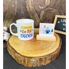 Giftmoda Dünyanın En İyi Dedesi Tasarımlı Kupa Ve Ahşap Fotoğraf Tutucu Set