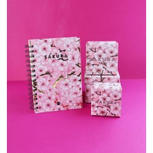 Pembe Sakura 3'lü Mini Hediye Kutusu ve Dot Defter, Doodle Book Set