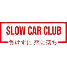 Slow Car Club Araba Sticker 17X17 cm Kırmızı